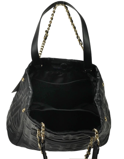 Εικόνα της Χειροποίητη τσάντα ώμου με διπλό λουράκι από αλυσίδα Μαύρο