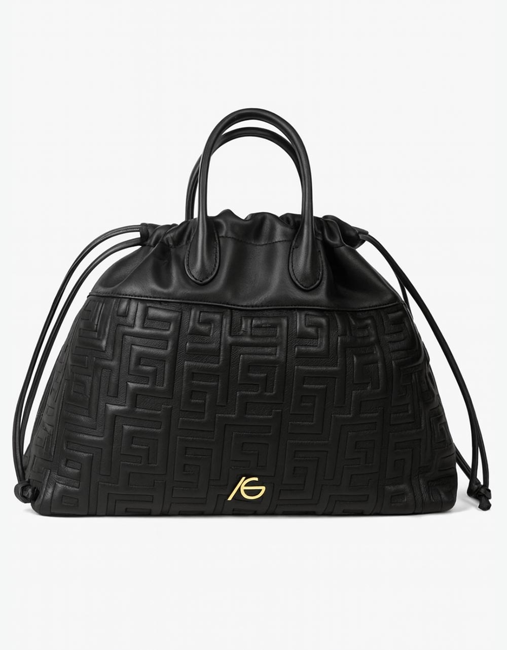 Εικόνα από Χειροποίητη τσάντα χειρός με μαίανδρο και ιμάντα ώμου Μαύρο