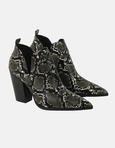 Εικόνα της Μυτερά μποτάκια Ελληνικής κατασκευής με ανοίγματα Μαύρο/Λευκό