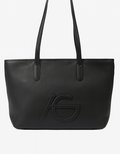 Εικόνα της Χειροποίητη τσάντα ώμου με μαίανδρο και διπλά λουράκια Μαύρο