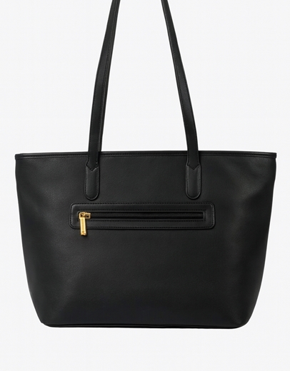 Εικόνα της Χειροποίητη τσάντα ώμου με μαίανδρο και διπλά λουράκια Μαύρο