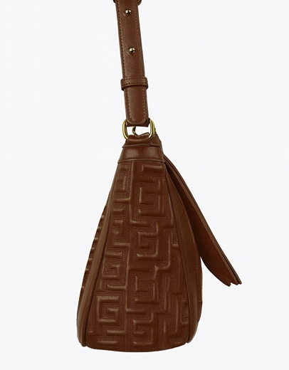 Εικόνα της Χειροποίητη τσάντα ώμου με μοτίβο μαίανδρου Καφέ