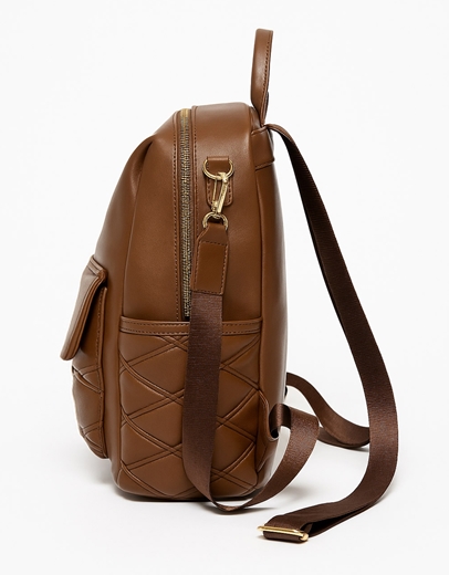 Εικόνα της Χειροποίητο σακίδιο πλάτης με εξωτερικές τσέπες Καφέ