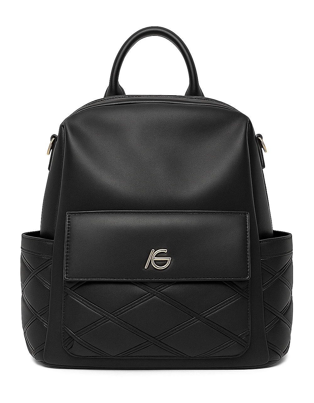 Εικόνα από Χειροποίητο σακίδιο πλάτης με εξωτερικές τσέπες Μαύρο