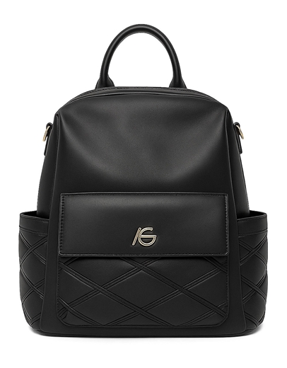 Εικόνα της Χειροποίητο σακίδιο πλάτης με εξωτερικές τσέπες Μαύρο