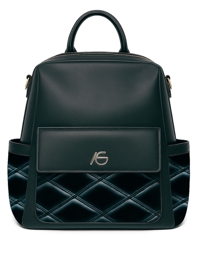 Εικόνα της Χειροποίητο σακίδιο πλάτης με εξωτερικές τσέπες Μαύρο/Ασημί