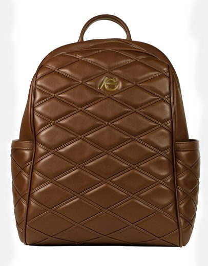 Εικόνα της Χειροποίητο σακίδιο πλάτης με μαίανδρο και συνδιασμό υλικών Καφέ