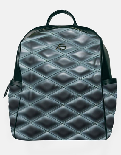 Εικόνα της Χειροποίητο σακίδιο πλάτης με μαίανδρο και συνδιασμό υλικών Μαύρο/Ασημί