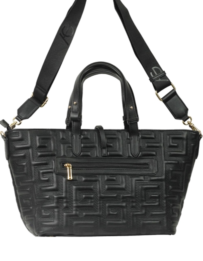 Εικόνα της Xειροποίητη τσάντα χειρός με μοτίβο μαιάνδρου Μαύρο