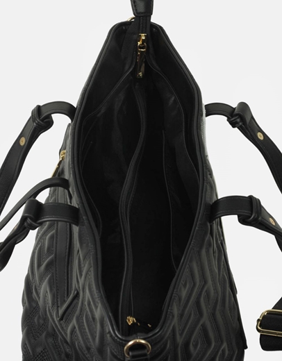 Εικόνα της Xειροποίητη τσάντα χειρός με μοτίβο μαιάνδρου Μαύρο