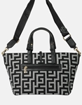 Εικόνα από Xειροποίητη τσάντα χειρός με μοτίβο μαιάνδρου Μαύρο/Λευκό