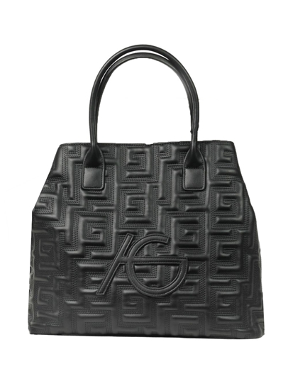 Εικόνα της Xειροποίητη τσάντα χειρός με μοτίβο μαιάνδρου και κλίπ Μαύρο