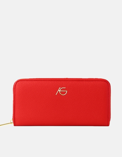 Εικόνα της Χειροποίητο πορτοφόλι με μαίανδρο και φερμουάρ L Κόκκινο