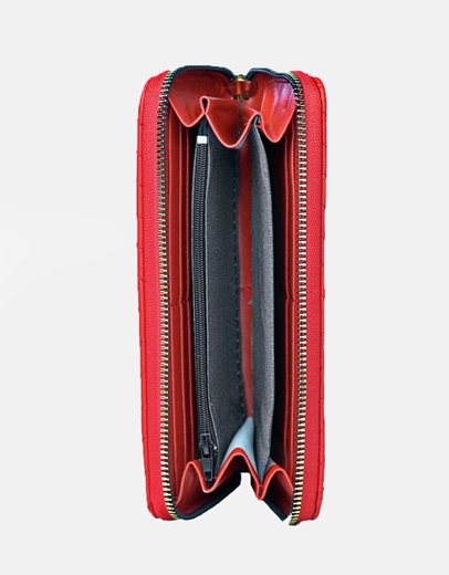 Εικόνα της Χειροποίητο πορτοφόλι με μαίανδρο και φερμουάρ L Κόκκινο