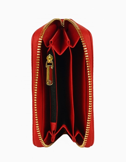 Εικόνα της Χειροποίητο πορτοφόλι με μαίανδρο και φερμουάρ M Κόκκινο