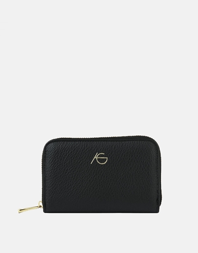 Εικόνα της Χειροποίητο πορτοφόλι με μαίανδρο και φερμουάρ M Μαύρο