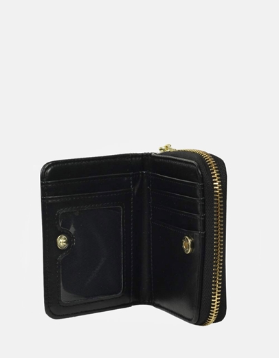 Εικόνα της Χειροποίητο πορτοφόλι με μαίανδρο και φερμουάρ S Μαύρο