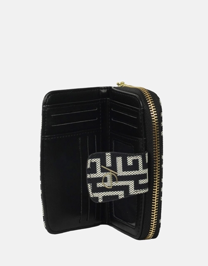 Εικόνα της Χειροποίητο πορτοφόλι με μαίανδρο και μαγνητικό κλιπ Μαύρο/Λευκό