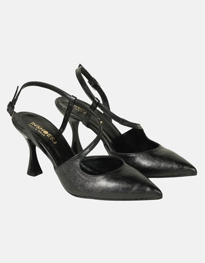 Εικόνα της Μονόχρωμες γόβες Ελληνικής κατασκευής σε μυτερή γραμμή Μαύρο