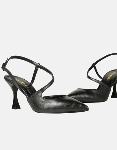 Εικόνα της Μονόχρωμες γόβες Ελληνικής κατασκευής σε μυτερή γραμμή Μαύρο