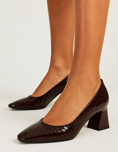 Εικόνα της Γόβες κροκό σε καρέ γραμμή Ελληνικής κατασκευής Μπορντώ