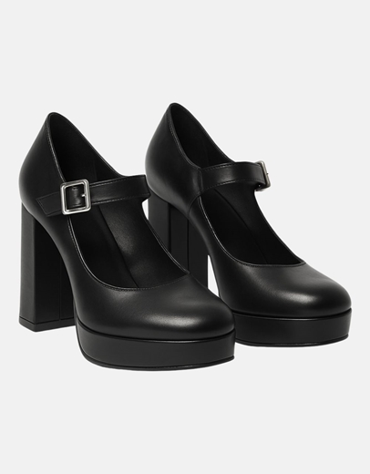 Εικόνα της Mary Jane μονόχρωμες γόβες με μπαρέτα Ελληνικής κατασκευής Μαύρο