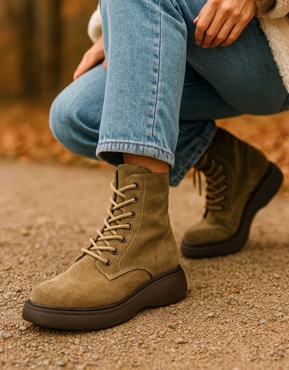 Εικόνα της Γυναικεία δερμάτινα μποτάκια ελληνικής κατασκευής σε απλή γραμμή Πούρο