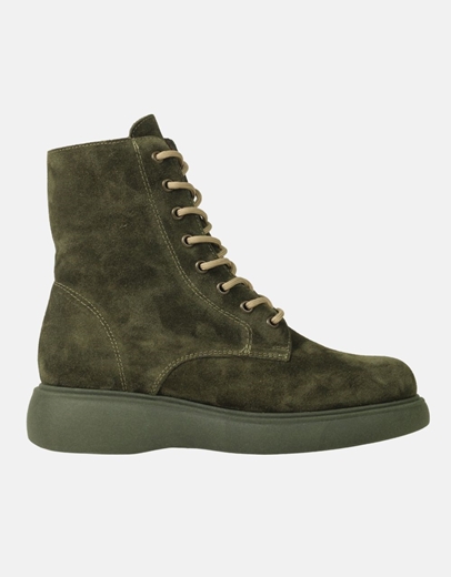 Εικόνα της Γυναικεία δερμάτινα μποτάκια ελληνικής κατασκευής σε απλή γραμμή Λαδί