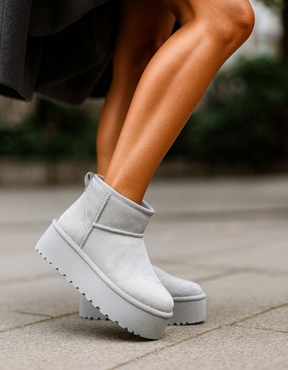 Εικόνα της Δίσολα suede μποτάκια αστραγάλου μονόχρωμα Γκρι