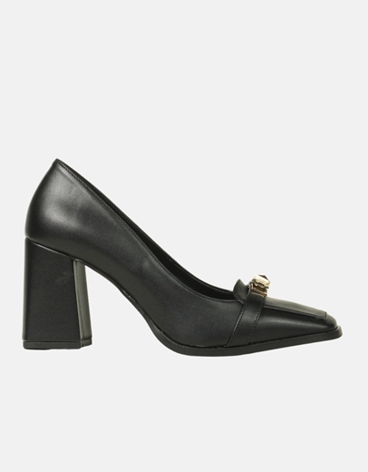 Εικόνα της Μονόχρωμες γόβες Ελληνικής κατασκευής με αγκράφα Μαύρο