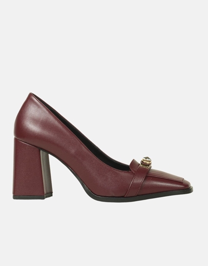 Εικόνα της Μονόχρωμες γόβες Ελληνικής κατασκευής με αγκράφα Μπορντώ