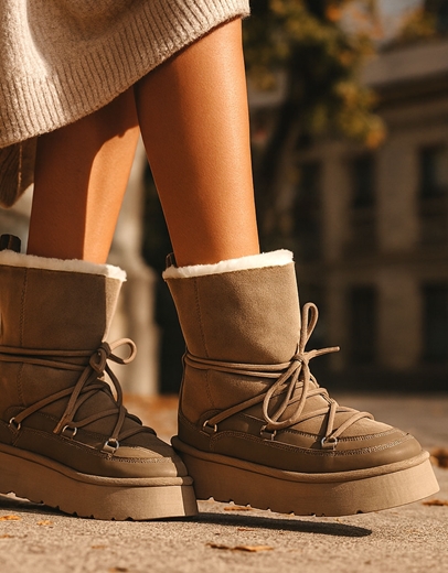 Εικόνα της Γυναικεία γούνινα μποτάκια δίσολα Πούρο