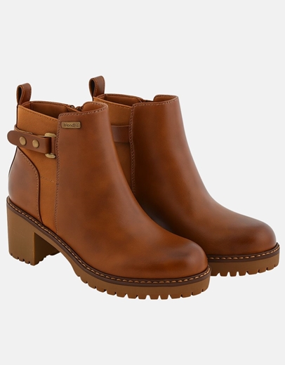 Εικόνα της Γυναικεία μποτάκια με διπλό υλικό και χαμηλό τακούνι Ταμπά