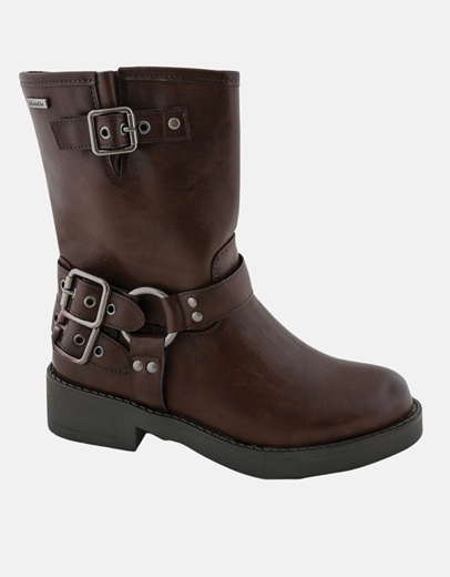 Εικόνα της Γυναικεία μποτάκια με τοκάδες και χαμηλό τακούνι Καφέ