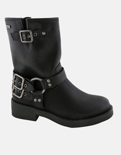 Εικόνα της Γυναικεία μποτάκια με τοκάδες και χαμηλό τακούνι Μαύρο