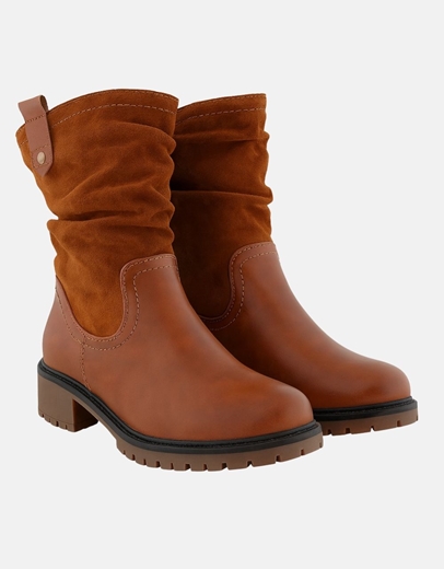 Εικόνα της Γυναικεία μποτάκια με σούρα και διπλό υλικό Ταμπά