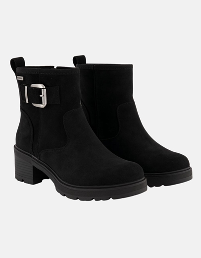 Εικόνα της Γυναικεία μποτάκια με τοκάδες και χαμηλό τακούνι Μαύρο