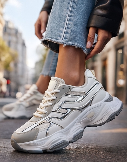 Εικόνα της Γυναικεία sneakers με chunky σόλα Λευκό