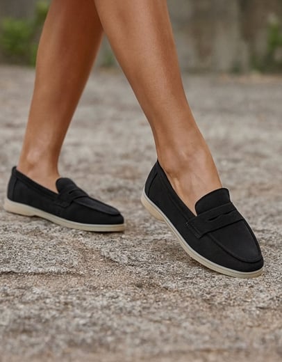 Εικόνα της Δερμάτινα loafers Ελληνικής κατασκευής με ανατομικό πάτο Μαύρο