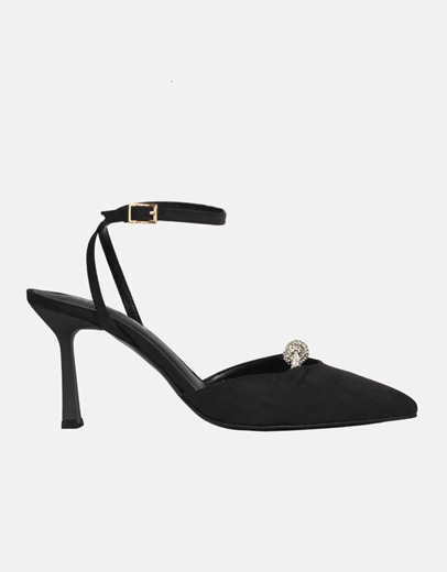 Εικόνα της Γόβες Ελληνικής κατασκευής με χιαστί λουράκια Μαύρο