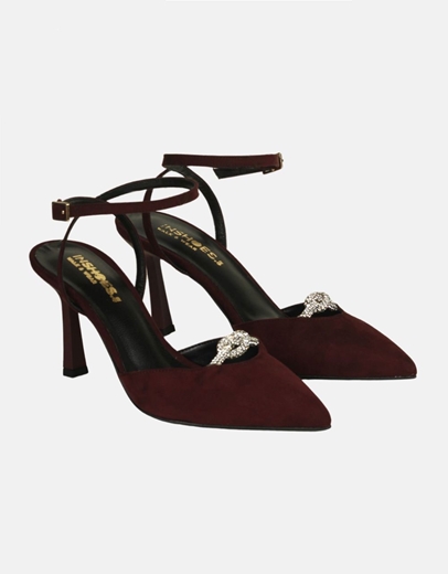 Εικόνα της Γόβες Ελληνικής κατασκευής με χιαστί λουράκια Μπορντώ