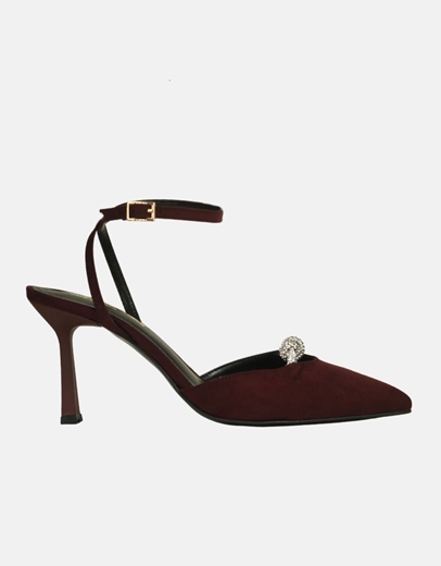 Εικόνα της Γόβες Ελληνικής κατασκευής με χιαστί λουράκια Μπορντώ