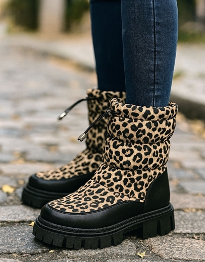 Εικόνα της Apres ski μποτάκια με τρακτερωτή σόλα Λεοπάρ