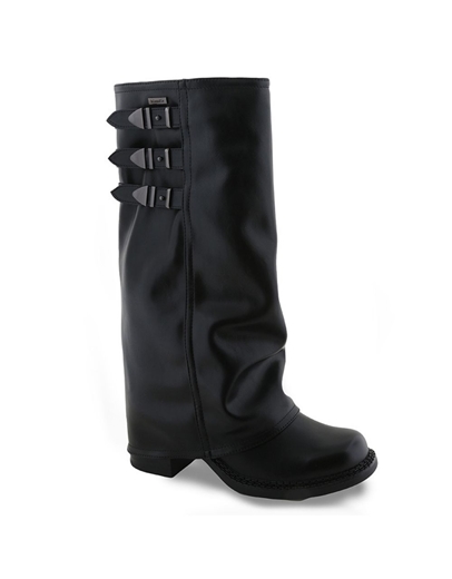 Εικόνα της Μονόχρωμες μπότες με γκέτα και λουράκια Μαύρο