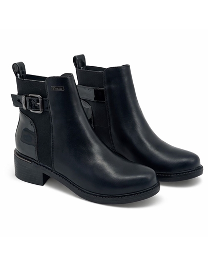 Εικόνα της Γυναικεία basic μποτάκια με χαμηλό τακούνι Μαύρο