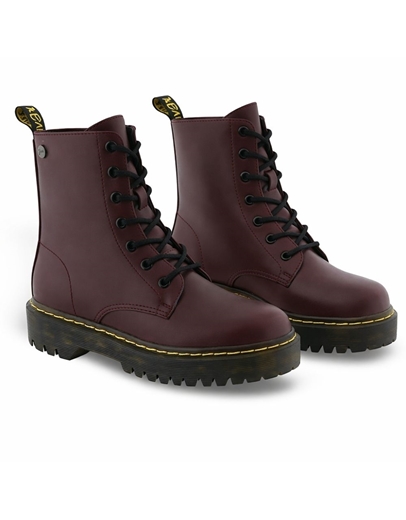 Εικόνα της Γυναικεία μποτάκια μονόχρωμα σε απλή γραμμή Μπορντώ