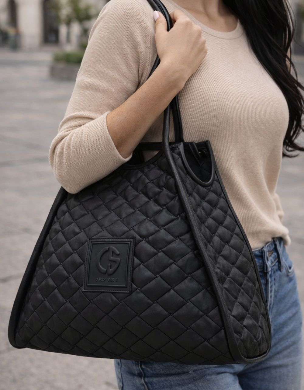 Εικόνα από Xειροποίητη τσάντα χειρός PASIPHAE Μαύρο