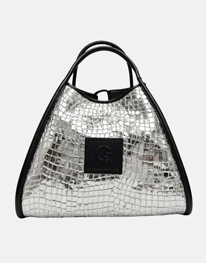 Εικόνα της Xειροποίητη τσάντα χειρός PASIPHAE Ασημί