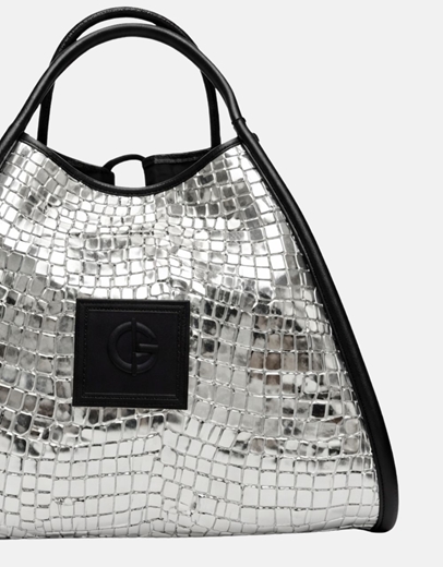 Εικόνα της Xειροποίητη τσάντα χειρός PASIPHAE Ασημί