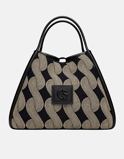 Εικόνα της Xειροποίητη τσάντα χειρός PASIPHAE Μαύρο/Μπέζ